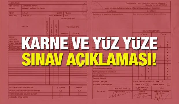 MEB Açıkladı: Yüz Yüze Sınavlar Karneye Dahil Edilmeyecek!