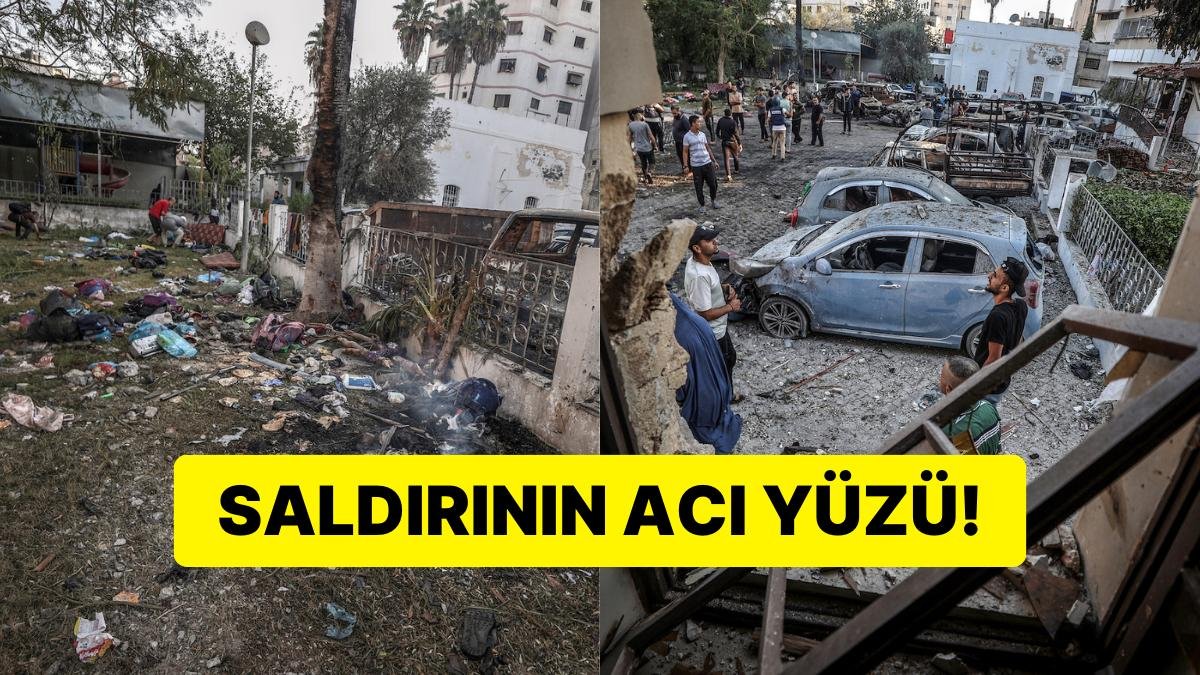 İsrail’in Bombaladığı Hastanedeki Acı Tablo Gün Aydınlanınca Ortaya Çıktı!