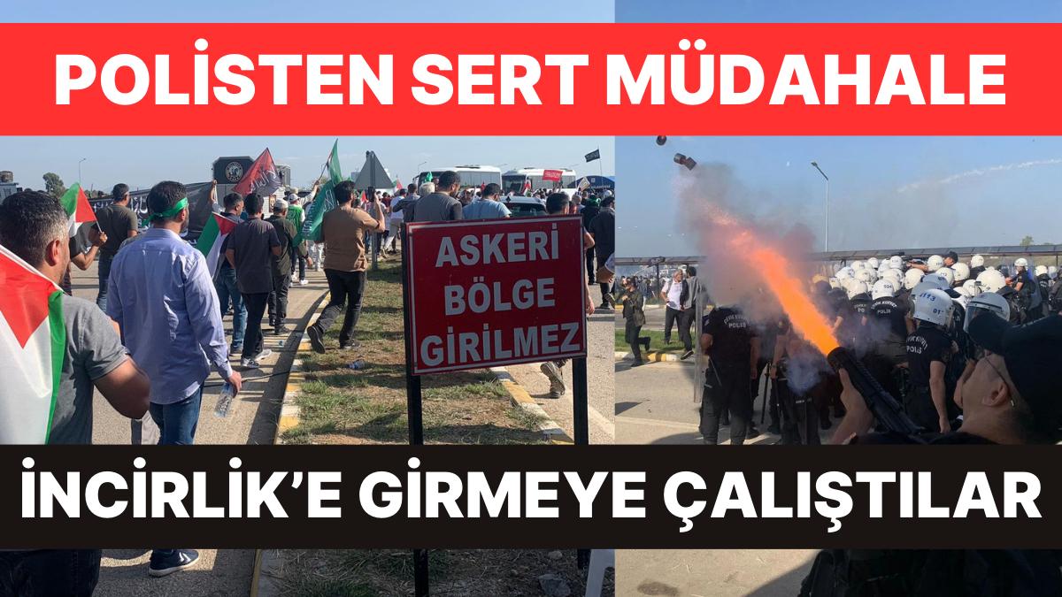 İncirlik Hava Üssü’nde Tansiyon Yükseldi! İçeri Girmeye Çalışan Gruba TOMA’larla Müdahale