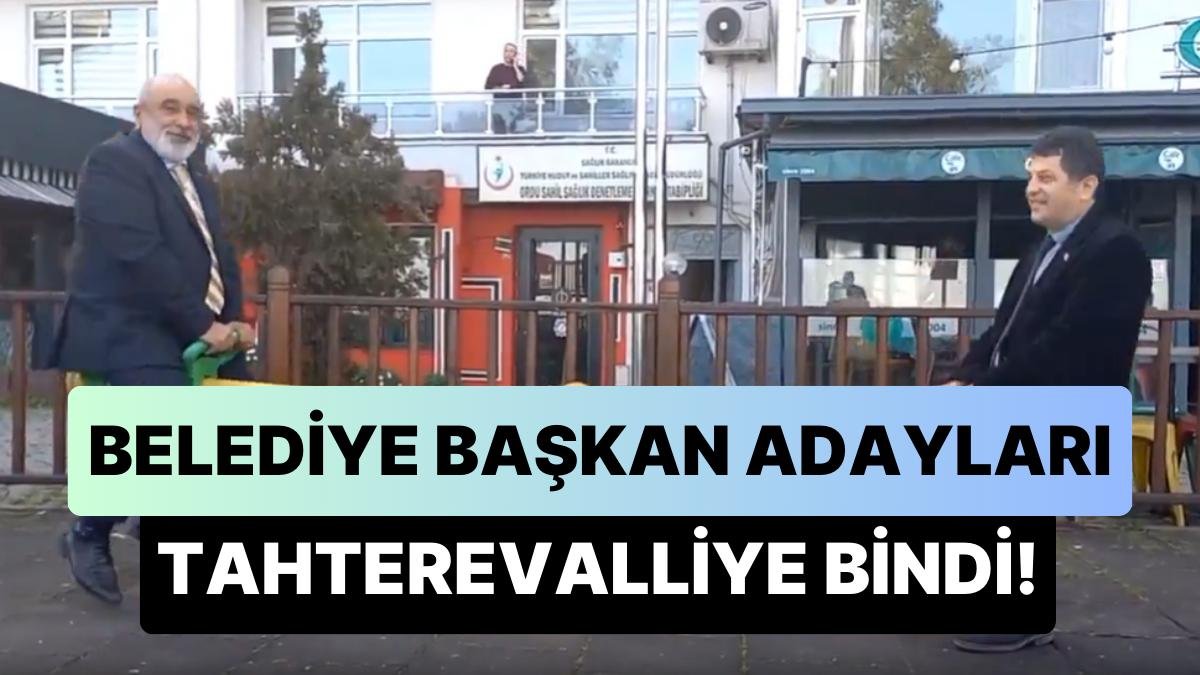 Saadet Partisi ve Demokrat Parti Belediye Başkan Adayları Çocuk Parkında Tahterevalliye Bindi