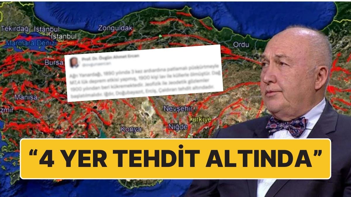 Prof. Dr. Ahmet Ercan’dan 4 Bölgeye ‘Yanardağ’ Uyarısı: “Iğdır, Doğubayazıt, Erciş, Çaldıran Tehdit Altında”
