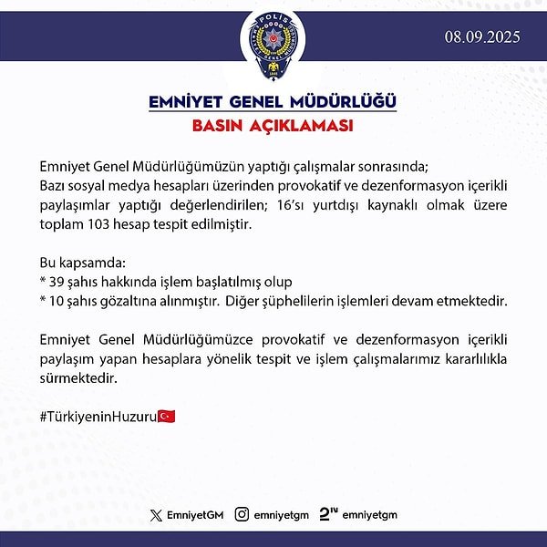 39 Girişimci Sosyal Medya Kullanıcısına Gözaltı