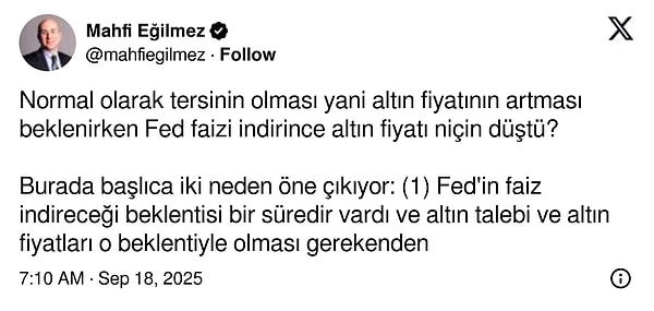 Altın Fiyatları Niye Düştü? Mahfi Eğilmez Açıkladı