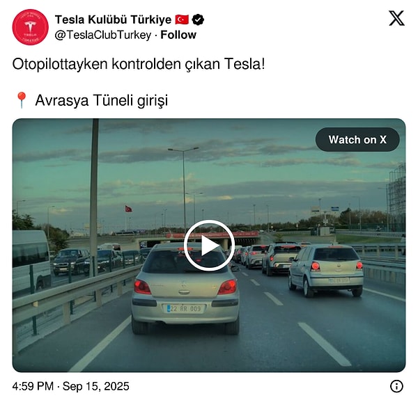 Avrasya Tüneli’ndeki Otomatik Kontrolde Çıkan Tesla Trafiği Karıştı