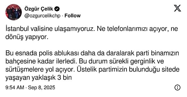 CHP İstanbul İl Başkanı Özgür Çelik: Valiye Ulaşamadık