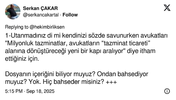 Doktora Verilen 108 Milyon TL Tazminat Cezası: Hekimler ve Avukatlar X’te Karşı Karşıya