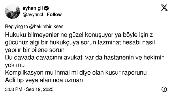 Doktora Verilen 108 Milyon TL Tazminat Cezası: Hekimler ve Avukatlar X’te Karşı Karşıya