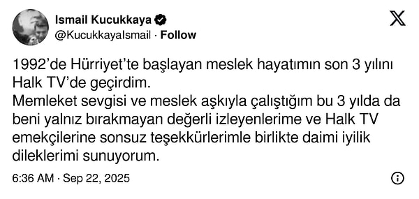 İsmail Küçükkaya'ın Veda Anı: Halk TV'deki Dönem Sona Erdi