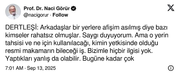 Naci Görür: Şantiyedeki Afişler Protesto Edildi, Açıklama ve Paylaşım Tartışma Yarattı