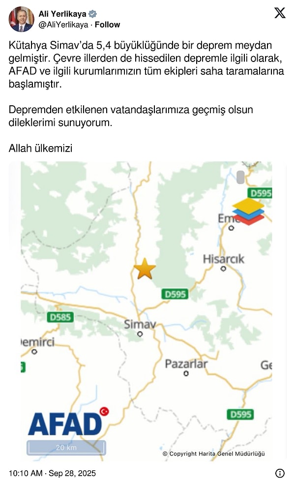 Simav’daki 5.4 Büyüklüğündeki Deprem İstanbul'da da Hissedildi