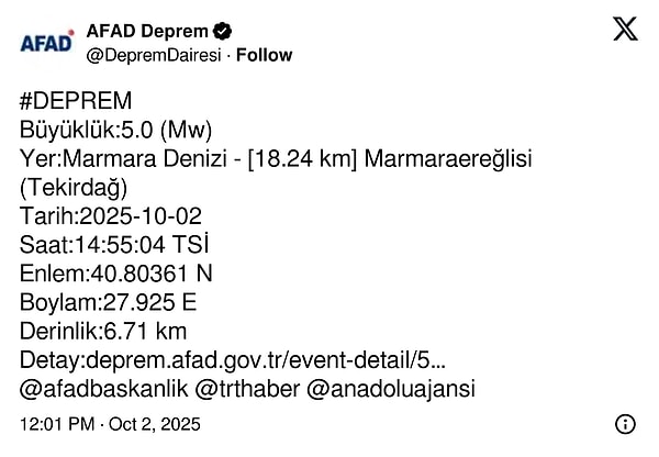 2 Ekim 2025 Son Depremler Listesi: Deprem Mi Oldu?