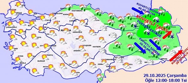 29 Ekim Hava Durumu: Kar, Fırtına ve Kuvvetli Yağış Uyarısı