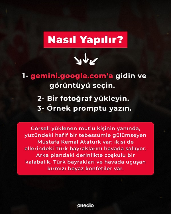 29 Ekim Yapay Zeka ile Bambaşka Kutlandı: Cumhuriyetimizin 102. Yılı Google Gemini ile Renklendi!