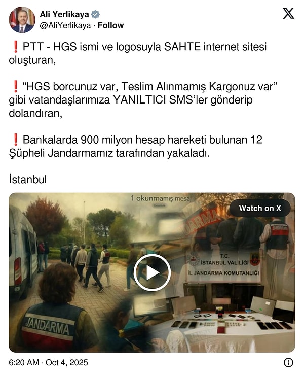 HGS Borcunuz Var, Kargonuz Var Mesajlarına Gözaltı: 900 Milyon TL Vurgunu Olayı