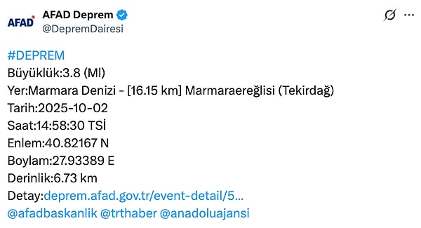 İstanbul’da Deprem mi? Marmara’da 2 Saatte 3 Sallantı