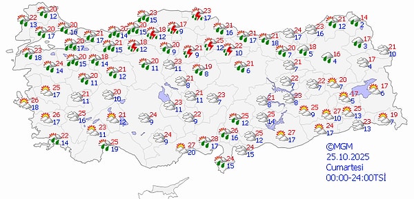 İstanbul’da Gece Şimşekler Aydınlattı | 25 Ekim Hava Durumu