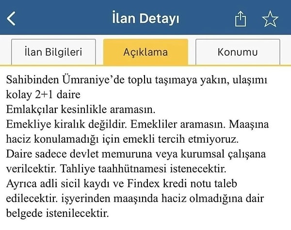 Kiralık Ev İlanında Maaş Haczi Yanıltıcı Detay