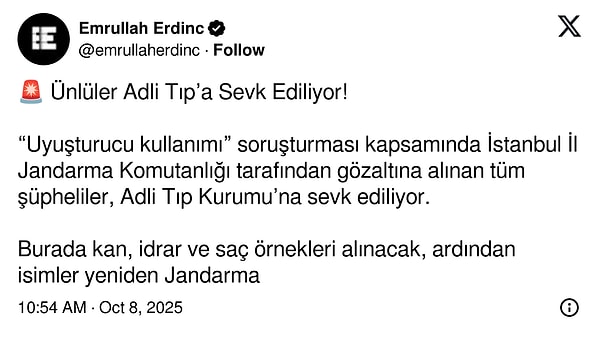 Ünlülere Yönelik Uyuşturucu Operasyonunda Yeni Gelişme