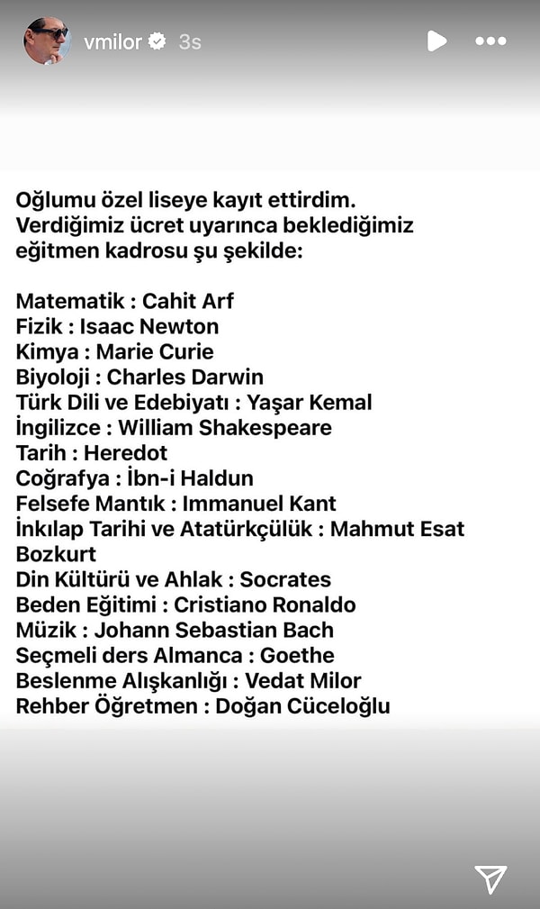 Vedat Milor: Özel Okul Fiyatlarına Tepki