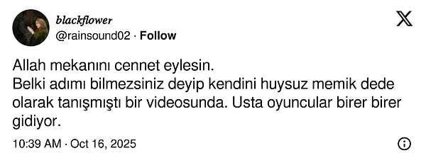 Yaşamını Yitiren Yabancı Damat’ın Memik Dedesi Arif Erkin Güzelbeyoğlu Sevenlerini Üzüntüye Boğdu: Vefat Haberi