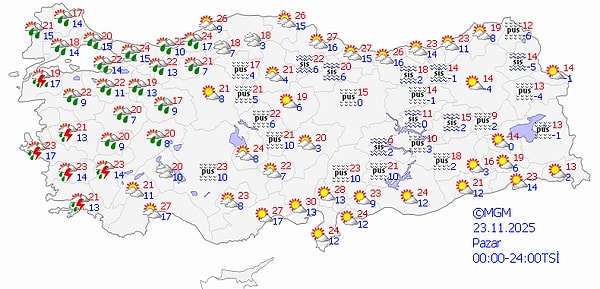23 Kasım Pazar Hava Durumu: Batıda Yağışlar Geri Geliyor