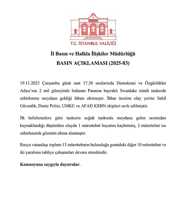 Bir Zehirlenme Vakası: Bu Kez Gemide