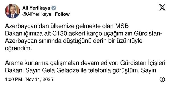 C130 Askeri Uçağı Gürcistan’da Düştü: 20 Kayıp İçin Arama Sürüyor