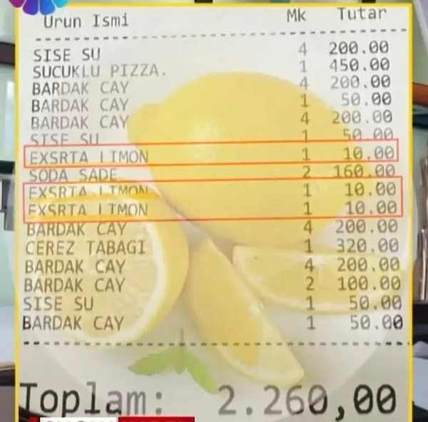 Çay Yanında Limon İçin 10 TL: Bakanlık Cezası