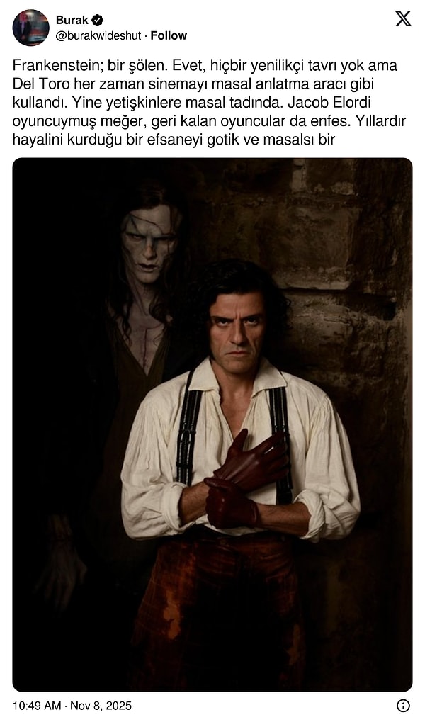 Guillermo del Toro’nun Yazıp Yönettiği Frankenstein Filmi İzleyenlerden Tam Not Aldı