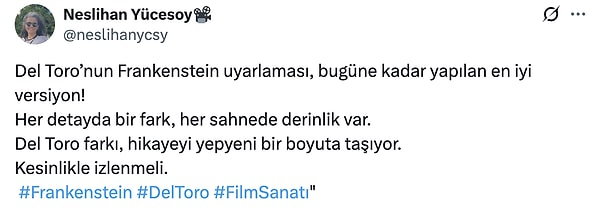 Guillermo del Toro’nun Yazıp Yönettiği Frankenstein Filmi İzleyenlerden Tam Not Aldı