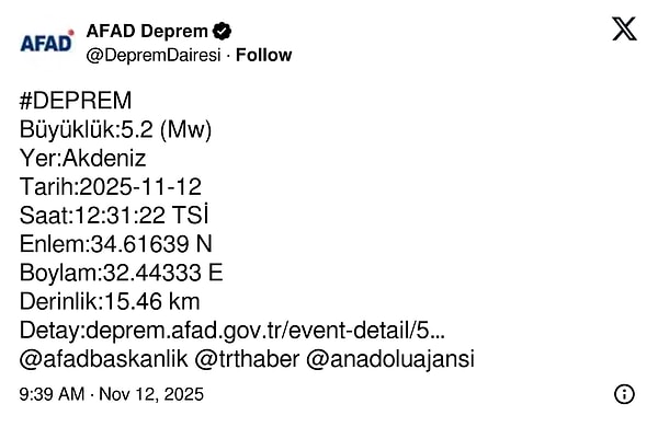 Güney Kıbrıs’ta 5.2’lik Deprem: Kahramanmaraş Depremleri Stresiyle İlişkili