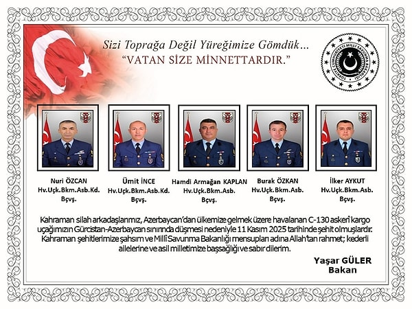 Gürcistan'da Kayıp C-130: Şehit Olan 20 Askerimizin İsimleri Açıklandı