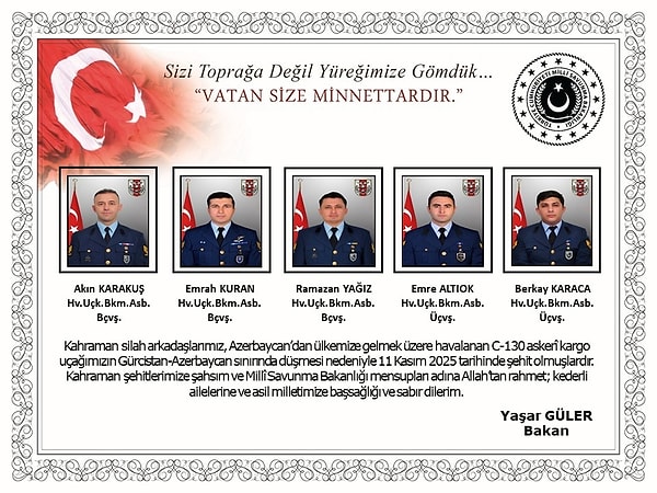 Gürcistan'da Kayıp C-130: Şehit Olan 20 Askerimizin İsimleri Açıklandı