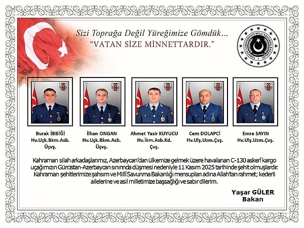 Gürcistan'da Kayıp C-130: Şehit Olan 20 Askerimizin İsimleri Açıklandı