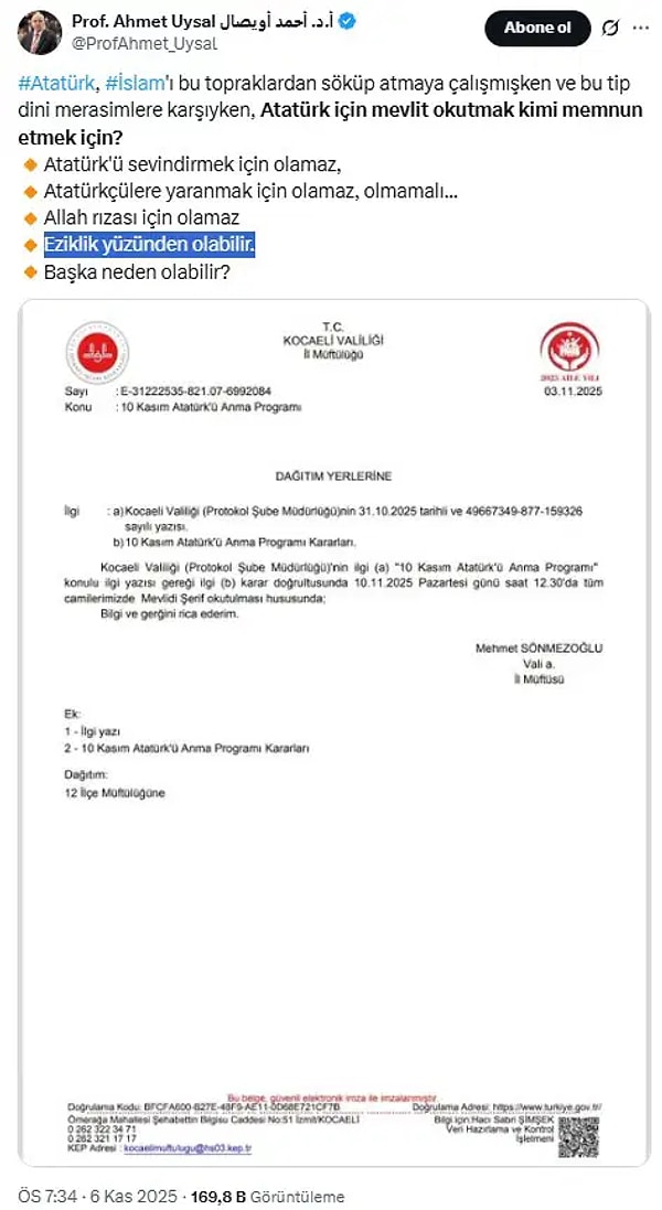 İstanbul Üniversitesi Profesörü Skandal 10 Kasım Paylaşımı: Tepkiler Üzerine Sildi