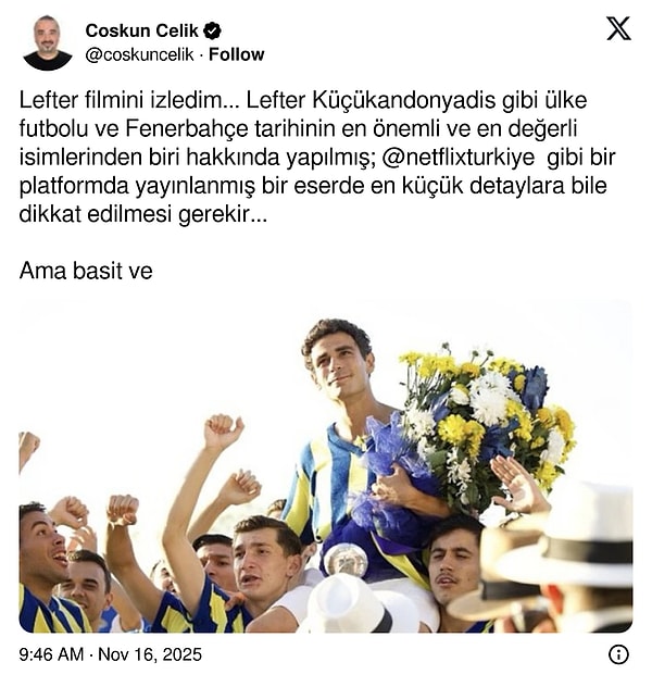Lefter’in Futbol Gecesi: Netflix’te Yayınlanan Filmi İzleyiciyi İkiye Böldü