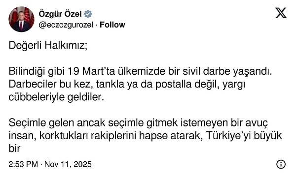 Özgür Özel: İBB İddianamesi Hakkında Açıklama
