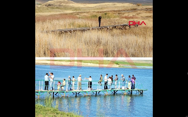 Van Gölü'nde Çekilme Miktarı Fotoğraflarla Karşılaştırıldı